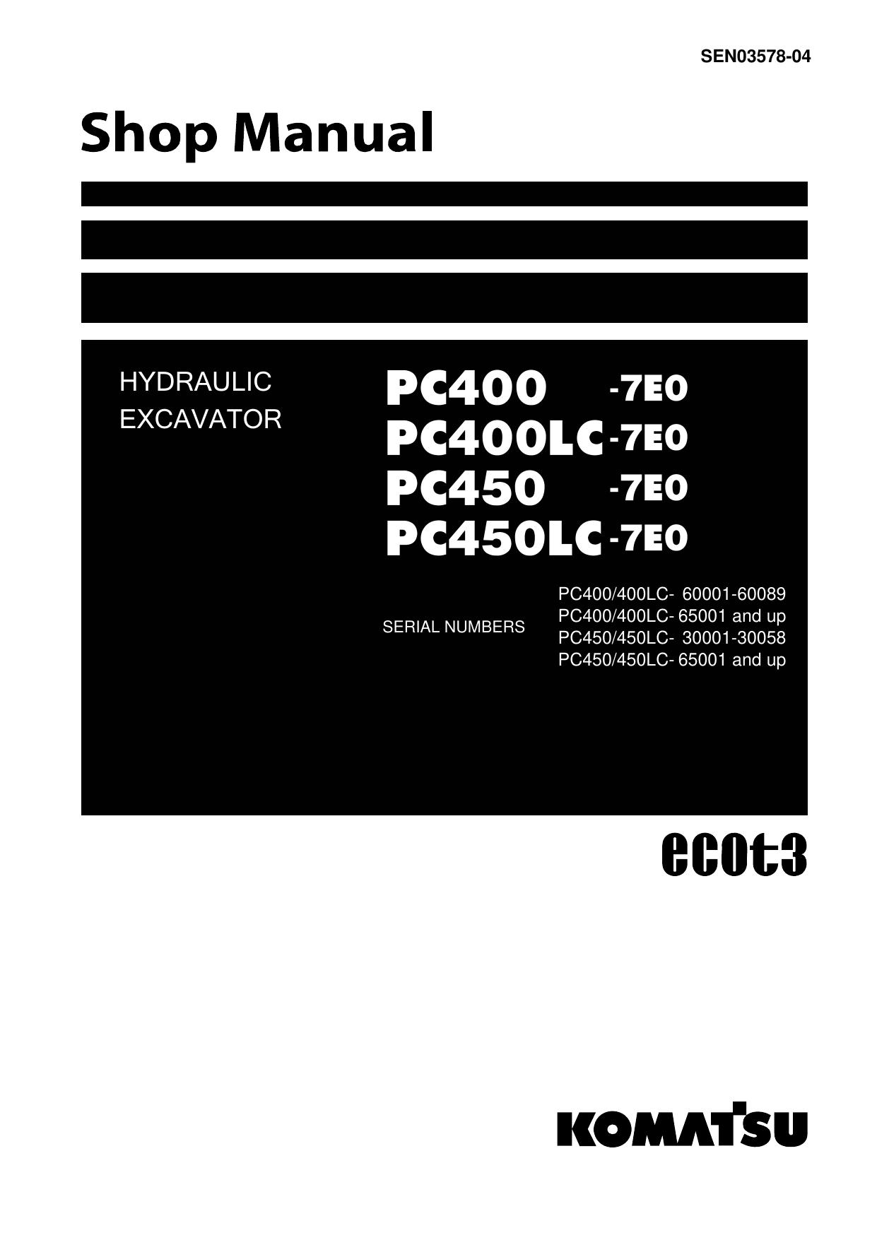 PC400-7E0, PC40LC-7E0, PC450-7E0, PC450LC-7E0
